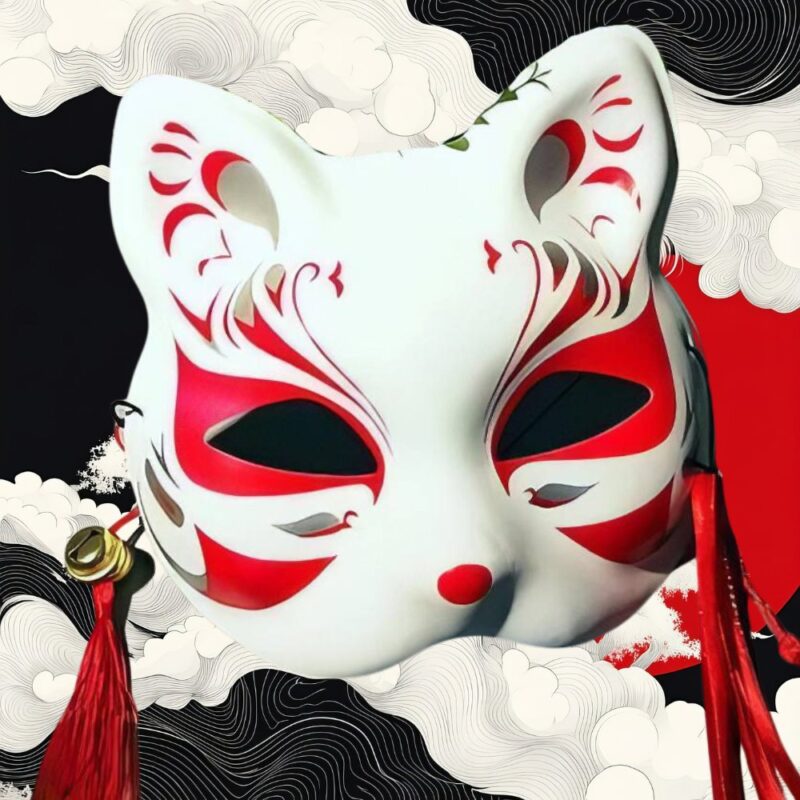 Demi Masque Traditionnel Japonais Kitsune