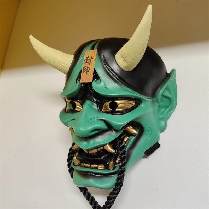 Masque Japonais Diable Vert Et Noir