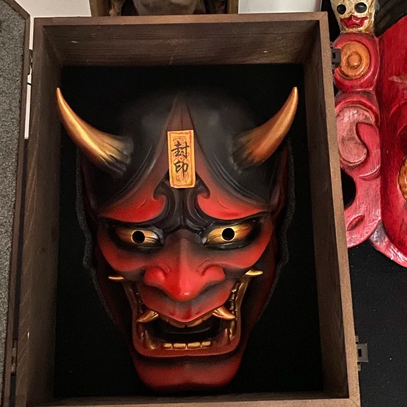 Masque Japonais Hannya Rouge Et Doré
