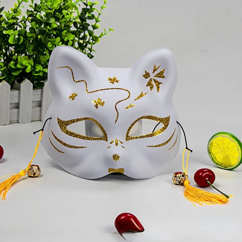 Masque Japonais Kitsune Touches Dorés