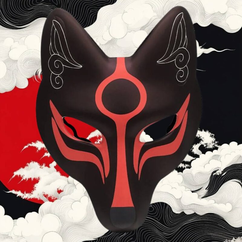 Masque Japonais Kitsune Classique Noir