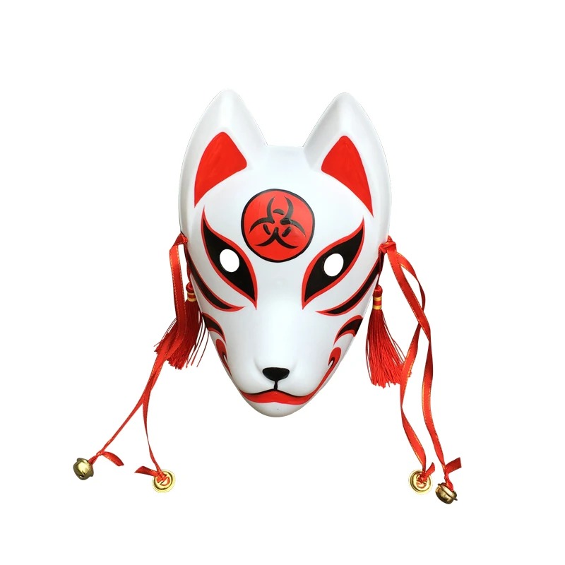 Masque Japonais Kitsune Regard Malicieux Rouge Et Blanc
