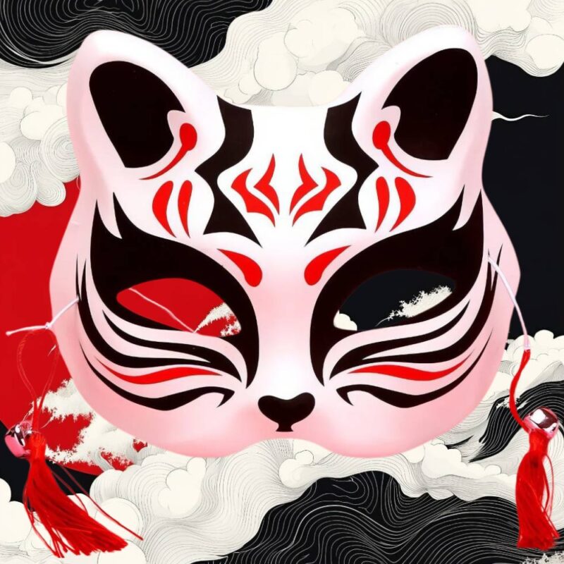 Okami Masque Kitsune Design Traditionnel Japonais