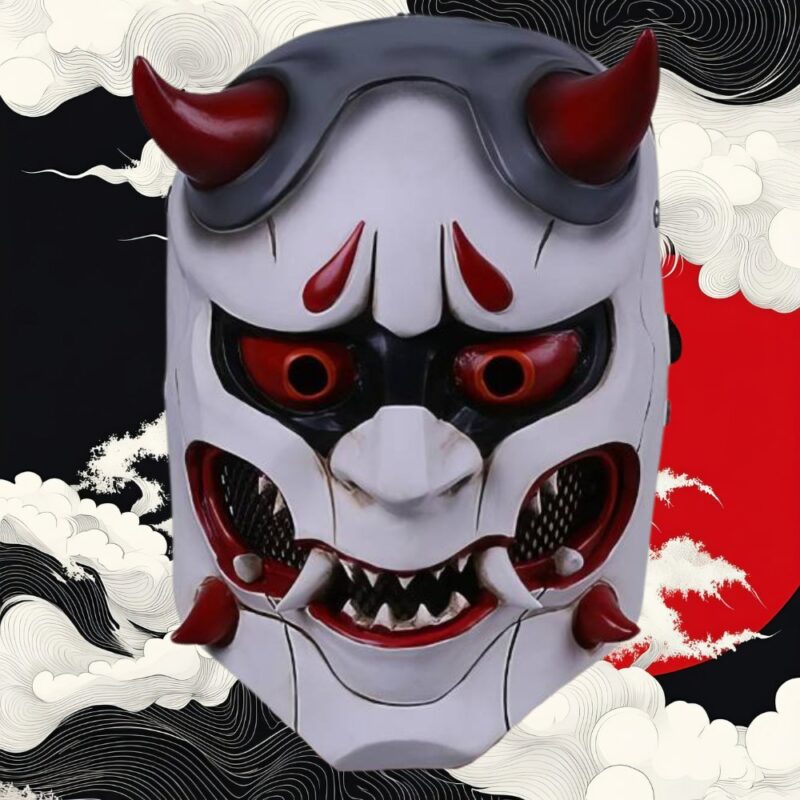 Masque Hannya Rouge Et Blanc