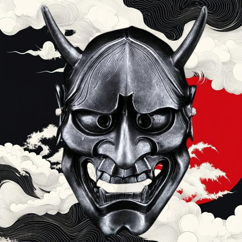 Masque Oni Antique Argent